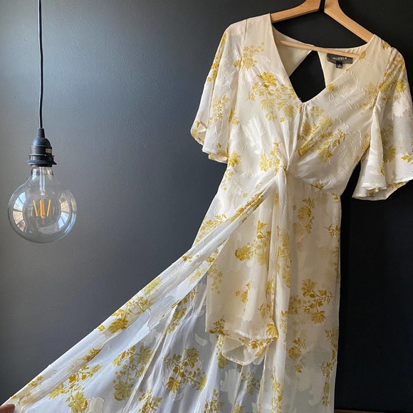 4SI3NNA Luna White and Yellow Floral Print Maxi Romper Small - Picture 7 of 16